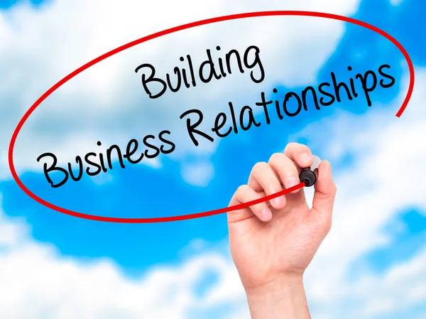Man Hand writing  Building Business Relationships  with black ma — Stock Photo, Image
