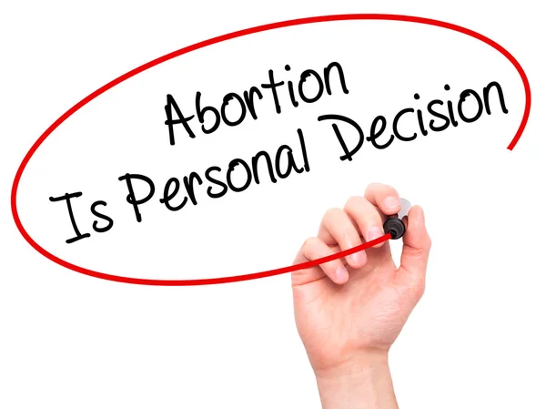 Uomo Scrittura a mano aborto è decisione personale con pennarello nero — Foto Stock