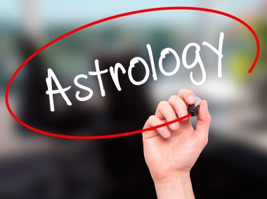 Adam el Astroloji ile siyah kalemi görsel ekranda yazma.