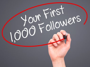 Adam el Your ilk 1.000 takipçileri siyah kalemi o ile yazma