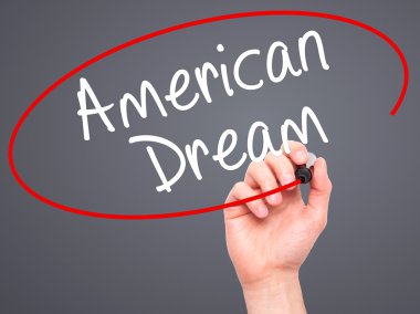 Adam el Amerikan rüyası ile siyah kalemi görsel scre yazma.