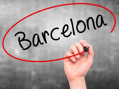 Adam el Barcelona ile siyah kalemi görsel ekranda yazma.