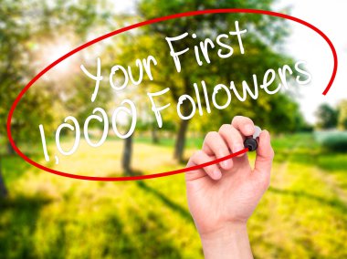 Adam el Your ilk 1.000 takipçileri siyah kalemi o ile yazma