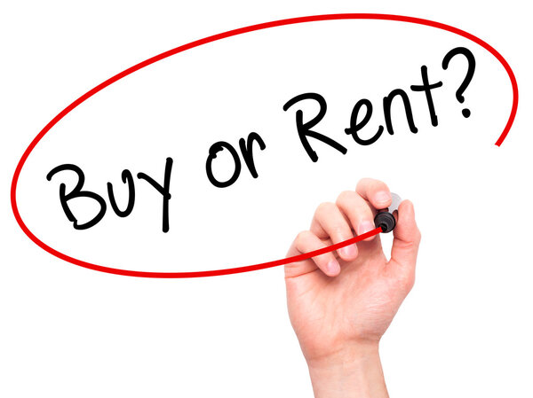 Man Hand writing Buy or Rent? with black marker on visual screen