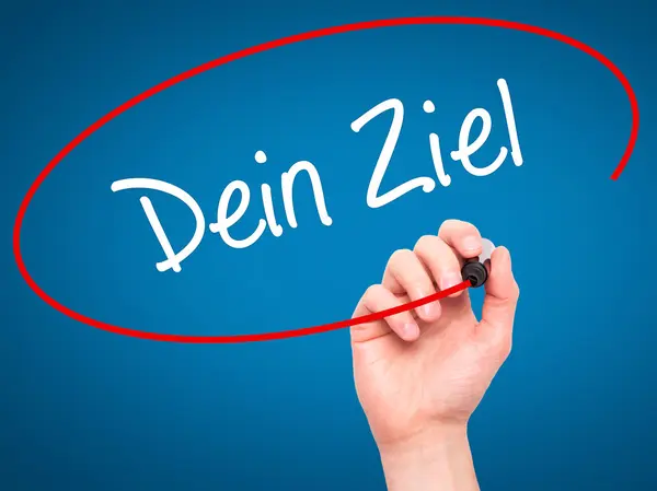 Mann schreibt dein Ziel mit schwarzer Schrift — Stockfoto