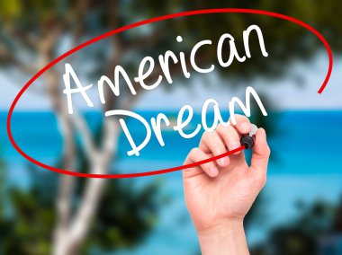 Adam el Amerikan rüyası ile siyah kalemi görsel scre yazma.