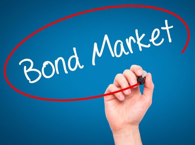 Adam el Bond piyasası ile siyah kalemi görsel ekranda yazma.