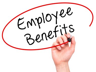 Adam el çalışanların sosyal haklarıyla siyah kalemi ile görsel s yazma.