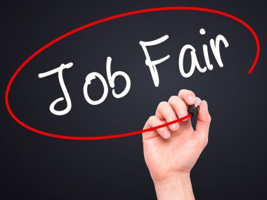 Adam el iş adil ile siyah kalemi görsel ekranda yazma