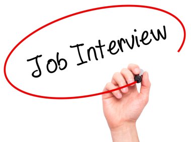 Adam el iş görüşmesi siyah kalemi ile görsel scre yazma.