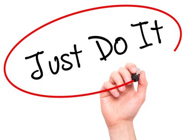 Adam el sadece Do It görsel ekranda siyah kalemi ile yazma