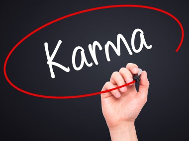 Adam el karması ile siyah kalemi görsel ekranda yazma.