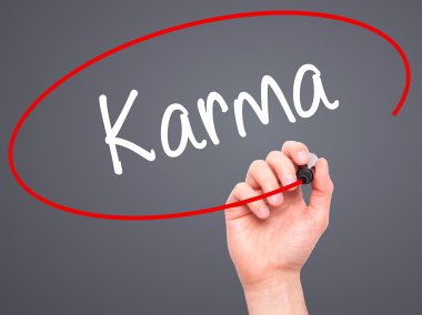 Adam el karması ile siyah kalemi görsel ekranda yazma.