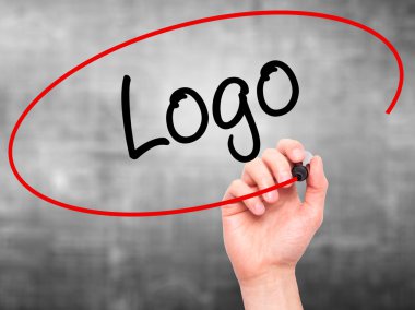 Adam el logo ile siyah kalemi görsel ekranda yazma.