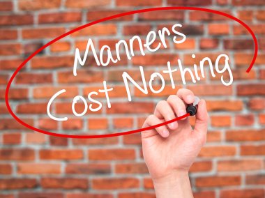 Adam el görgü yazma hiçbir maliyeti yoktur visua üzerinde siyah kalemi ile