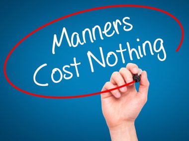 Adam el görgü yazma hiçbir maliyeti yoktur visua üzerinde siyah kalemi ile