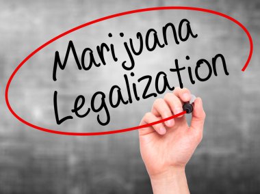Adam el marihuana yasallaştırma vis siyah kalemi ile yazma