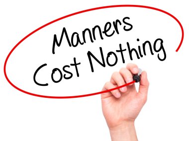 Adam el görgü yazma hiçbir maliyeti yoktur visua üzerinde siyah kalemi ile