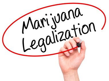 Adam el marihuana yasallaştırma vis siyah kalemi ile yazma