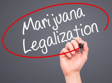 Adam el marihuana yasallaştırma vis siyah kalemi ile yazma