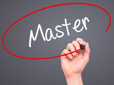 Adam el Master ile siyah kalemi görsel ekranda yazma.