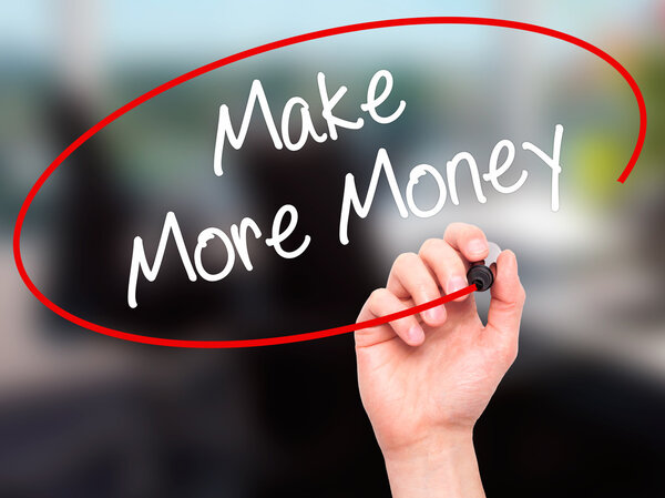 Man Hand writing Make Money Money  with black marker on visual s