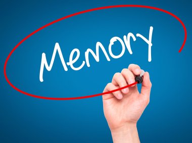 Adam el bellek ile siyah kalemi görsel ekranda yazma.