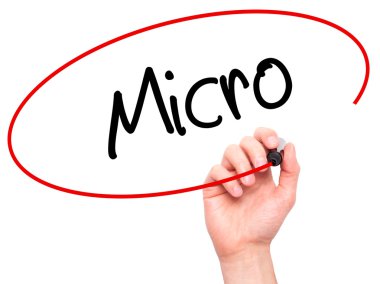 Adam el mikro ile siyah kalemi görsel ekranda yazma.