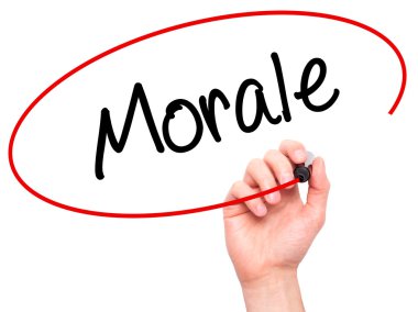 Adam el moral ile siyah kalemi görsel ekranda yazma.