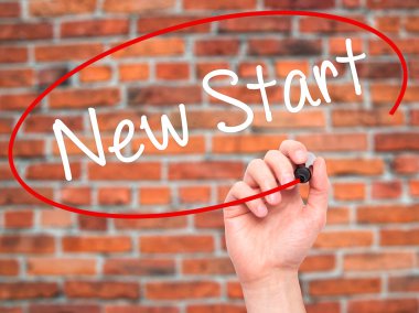 Görsel ekran siyah kalemi ile el yazma yeni başlangıç dostum