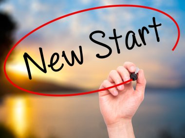 Görsel ekran siyah kalemi ile el yazma yeni başlangıç dostum