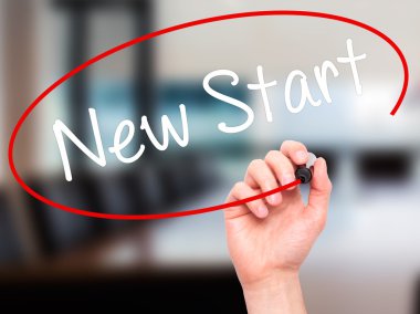 Görsel ekran siyah kalemi ile el yazma yeni başlangıç dostum