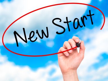 Görsel ekran siyah kalemi ile el yazma yeni başlangıç dostum