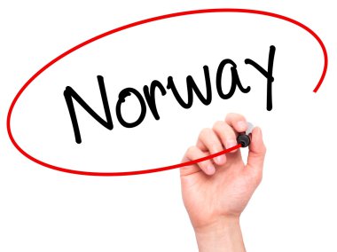 Adam el Norveç ile siyah kalemi görsel ekranda yazma.