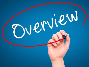 Adam el ile siyah kalemi görsel ekranda yazı Overview