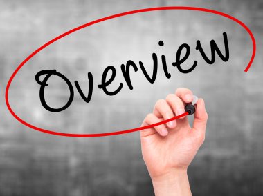 Adam el ile siyah kalemi görsel ekranda yazı Overview