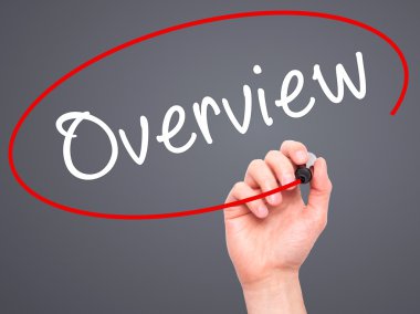 Adam el ile siyah kalemi görsel ekranda yazı Overview