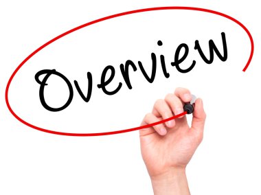 Adam el ile siyah kalemi görsel ekranda yazı Overview
