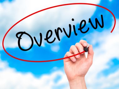 Adam el ile siyah kalemi görsel ekranda yazı Overview