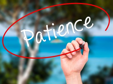 Adam el sabır ile siyah kalemi görsel ekranda yazma.