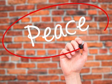 Adam el barış ile siyah kalemi görsel ekranda yazma.