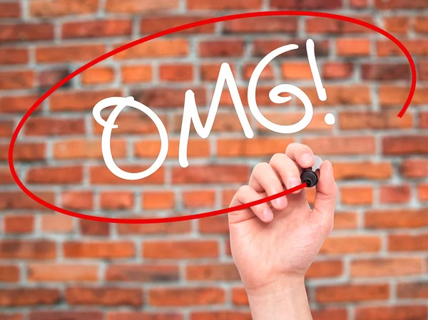 Adam el OMG (Oh My God) ile siyah kalemi görsel scr yazma.