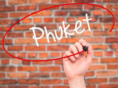 Adam el Phuket ile siyah kalemi görsel ekranda yazma.