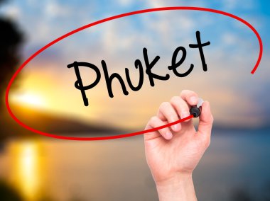 Adam el Phuket ile siyah kalemi görsel ekranda yazma.