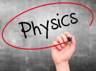 Adam el fizik ile siyah kalemi görsel ekranda yazma.