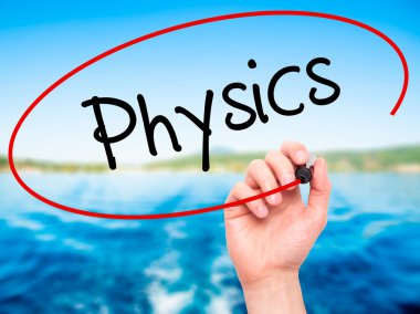 Adam el fizik ile siyah kalemi görsel ekranda yazma.