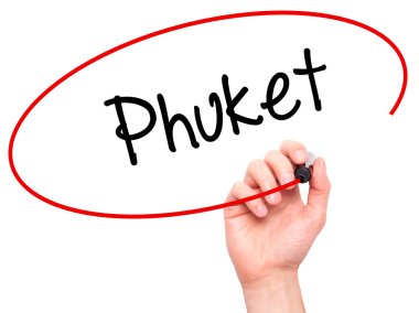 Adam el Phuket ile siyah kalemi görsel ekranda yazma.