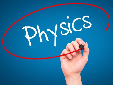 Adam el fizik ile siyah kalemi görsel ekranda yazma.