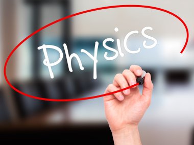 Adam el fizik ile siyah kalemi görsel ekranda yazma.