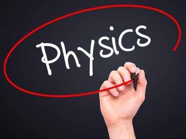 Adam el fizik ile siyah kalemi görsel ekranda yazma.